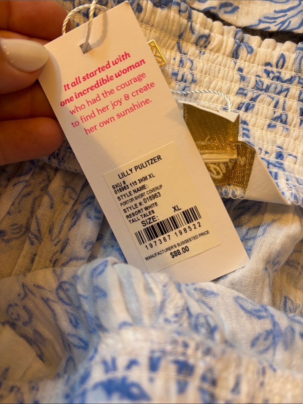 NWT!! Lilly Pulitzer Blue & White Floral Swim Coverup Set - Picture 7 of 10